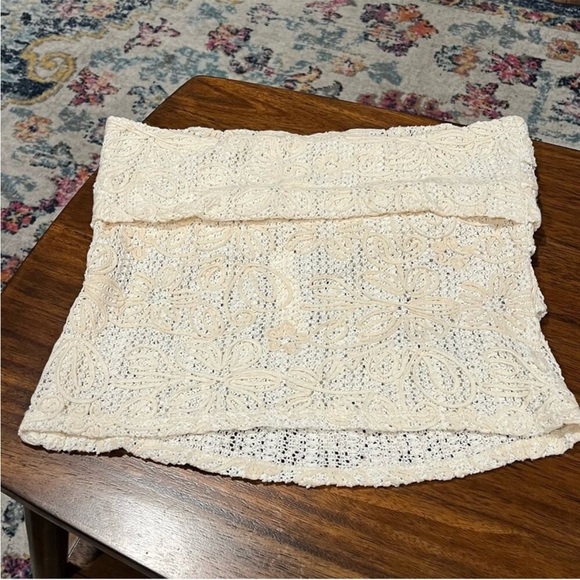 Anthropologie Cream Lace Strapless Blouse - Picture 4 of 11